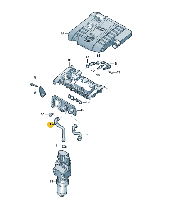 TFSI EA113 Lower PCV Pipe
