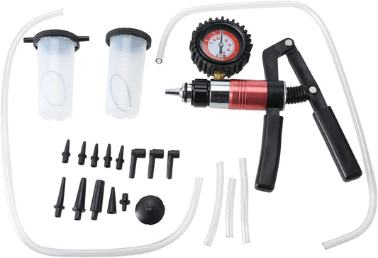 23PC Vacuum Brake Bleeding Kit 2 In 1 Hand Vacuum Pump with Gauge