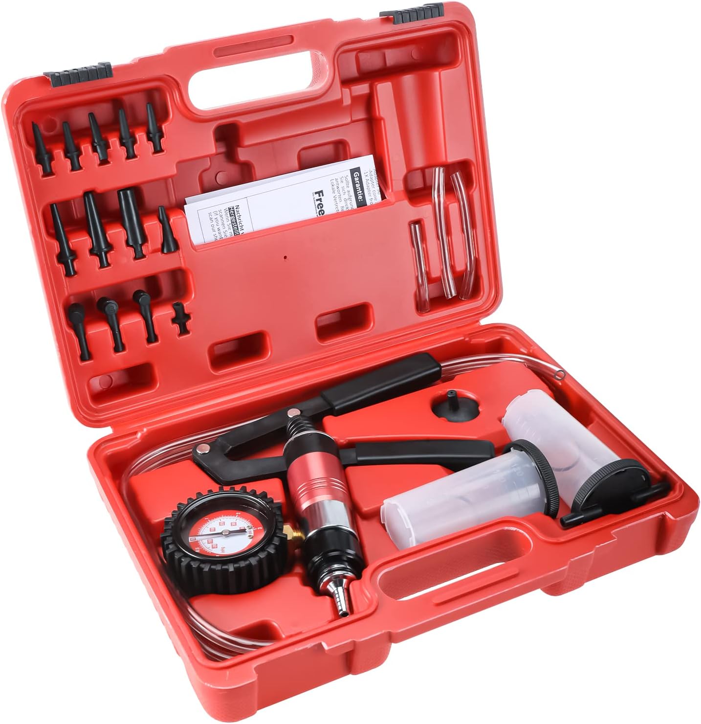 23PC Vacuum Brake Bleeding Kit 2 In 1 Hand Vacuum Pump with Gauge