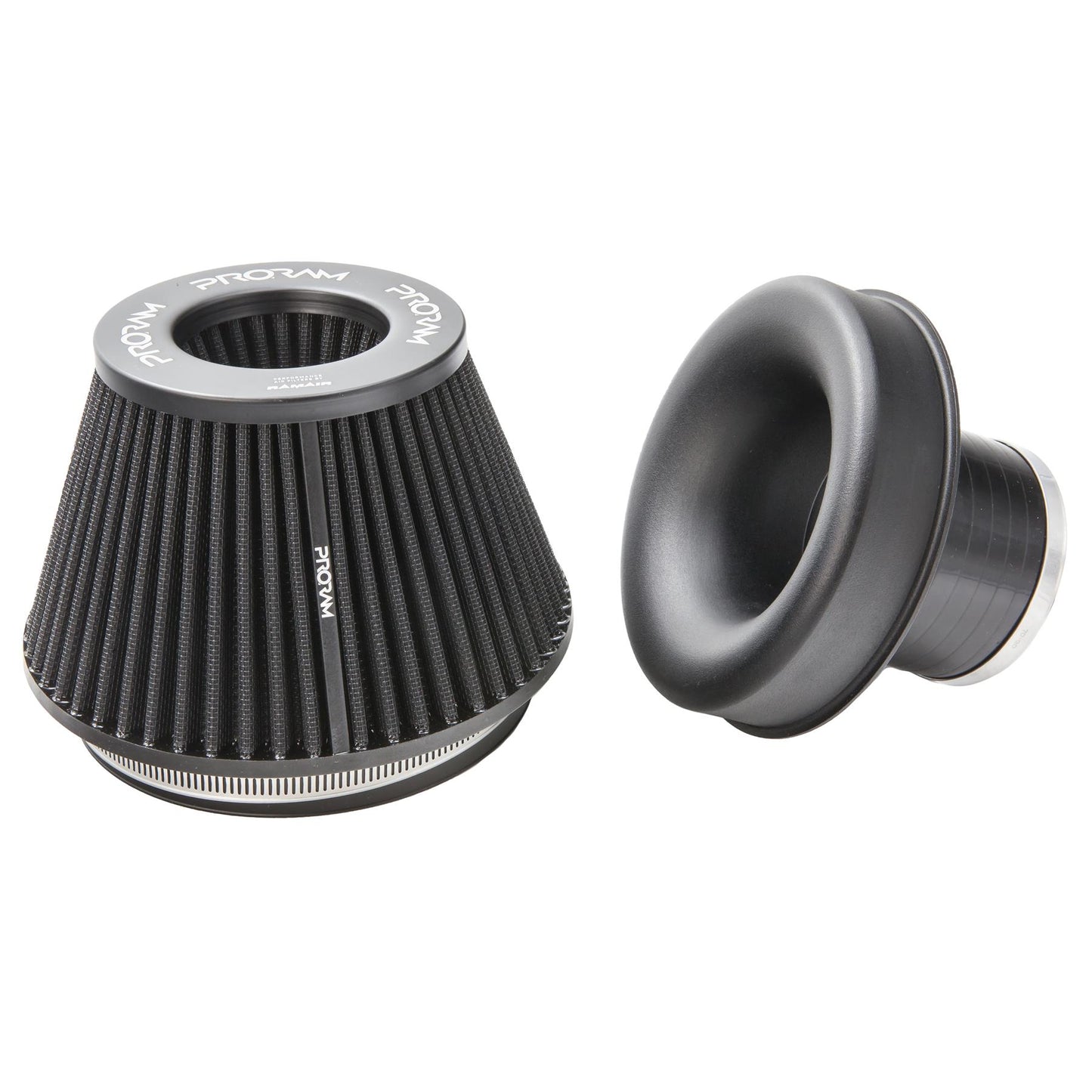 Ramair Pleated 70mm (2.75inch) ID Neck Medium Cone Air Filter with Velocity Stack and Coupling