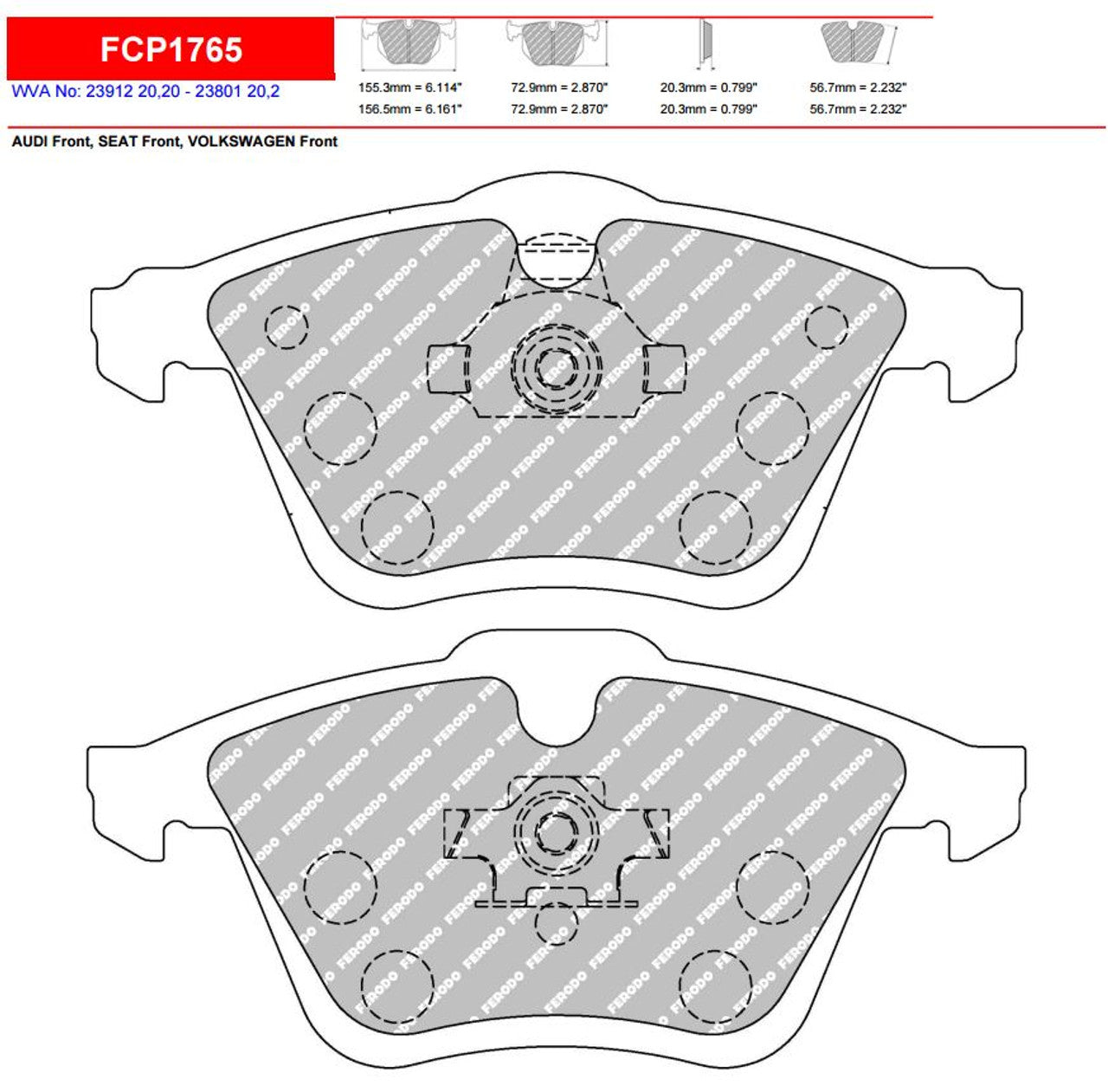 Ferodo Front Brake Pad Set - PQ35 312/340mm discs