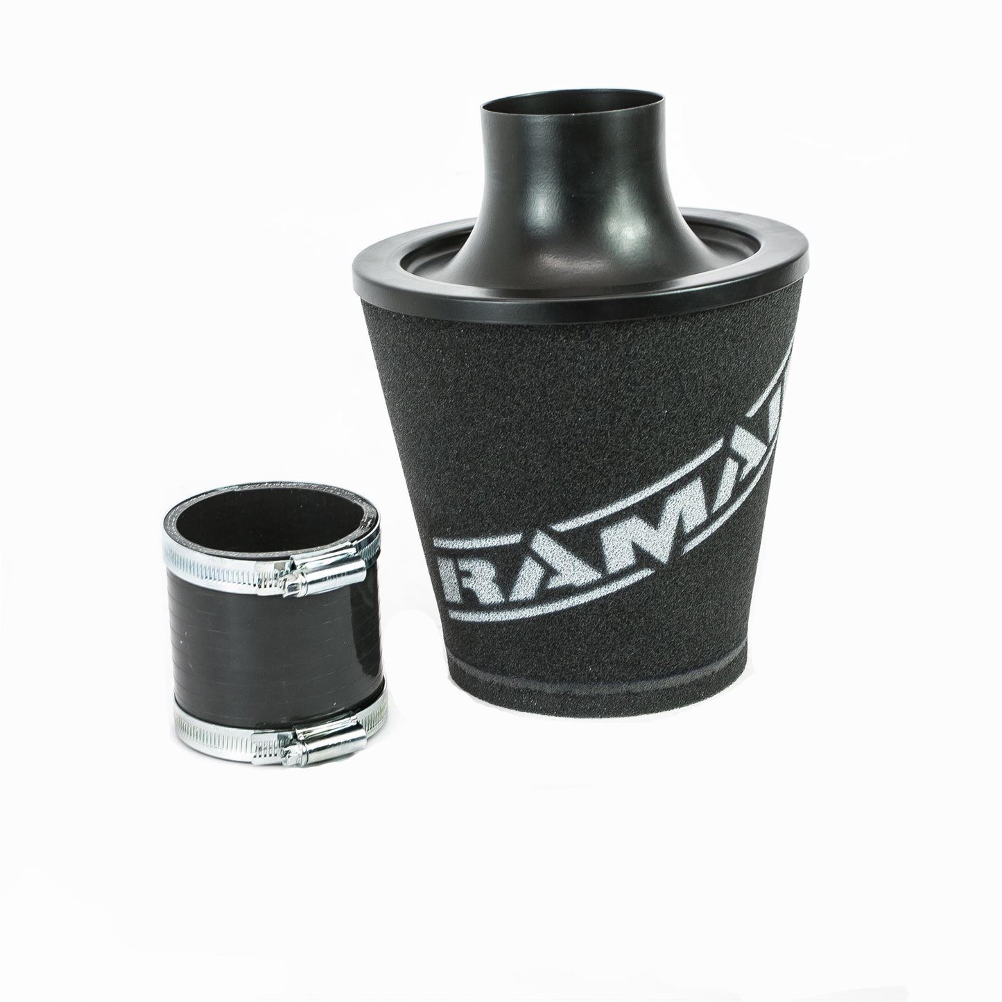 Ramair Medium Foam Filter Aluminium Base 80mm (3.1inch) OD Black with Silicone Coupler