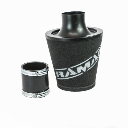 Ramair Medium Foam Filter Aluminium Base 80mm (3.1inch) OD Black with Silicone Coupler