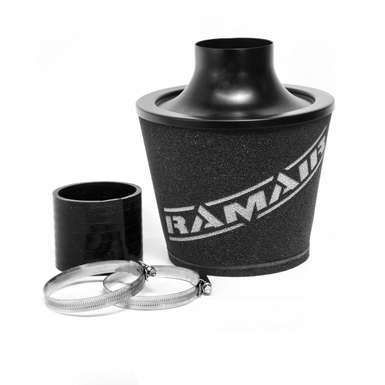 Ramair Large Foam Filter Aluminium Base 80mm (3.1inch) OD Black with Silicone Coupler