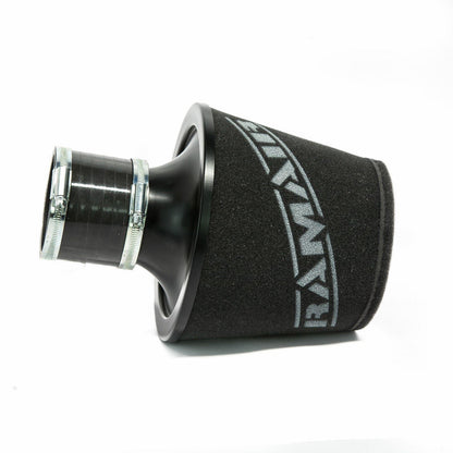 Ramair Foam Jet Stream Large Cone Air Filter 70mm (2.75inch) OD Black with Silicone Coupler