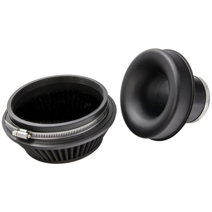 Ramair Pleated 80mm (3.1inch) ID Neck Small Cone Air Filter with Velocity Stack and Coupling