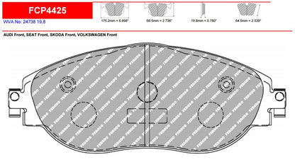 Ferodo Front Brake Pad Set - MQB 312/340mm discs