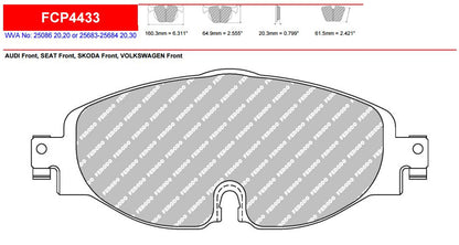 Ferodo Front Brake Pad Set - MQB 312/340mm discs